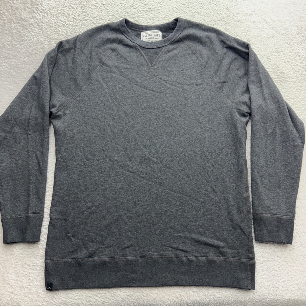 Pistol Lake Mens XL French Terry Crewneck Sweatshirt Charcoal Gray Made in USA